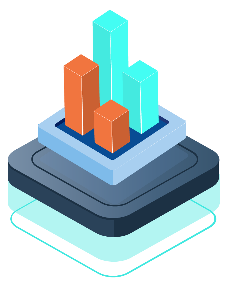 illustration of 3d graph to depict professional IT services