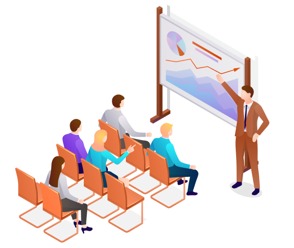 illustration of people in training session