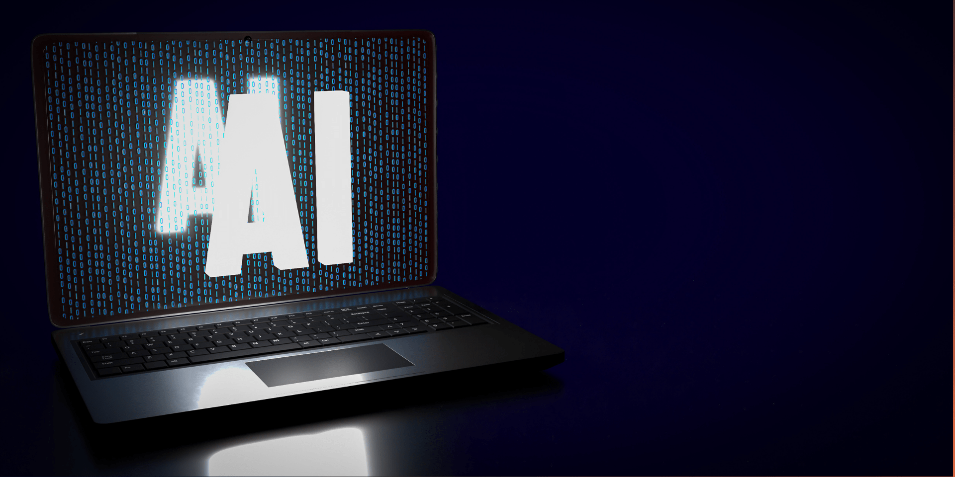 the letters AI coming out of laptop screen