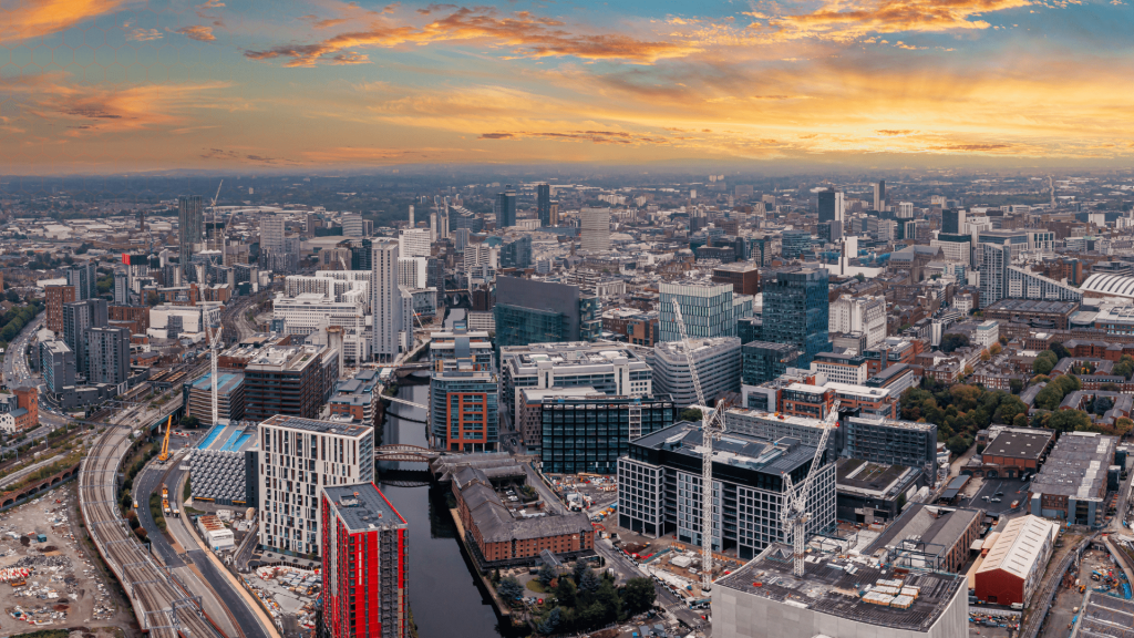 ariel view of manchester, uk